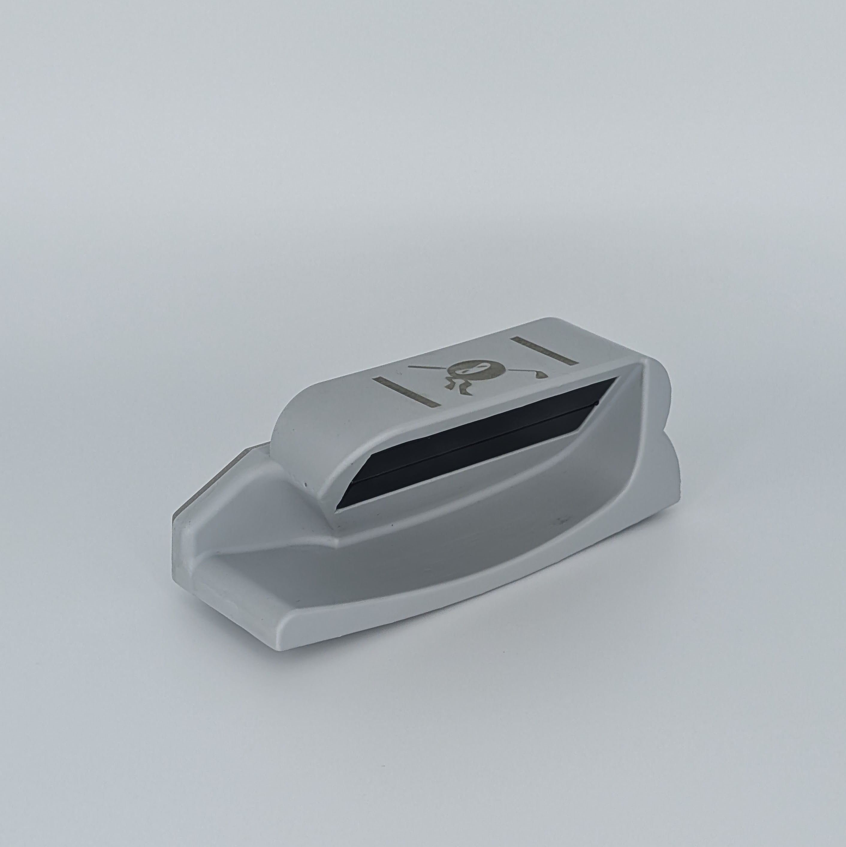 Back of the Light Gray One Club Ninja putter attachment showing the recessed magnet wells